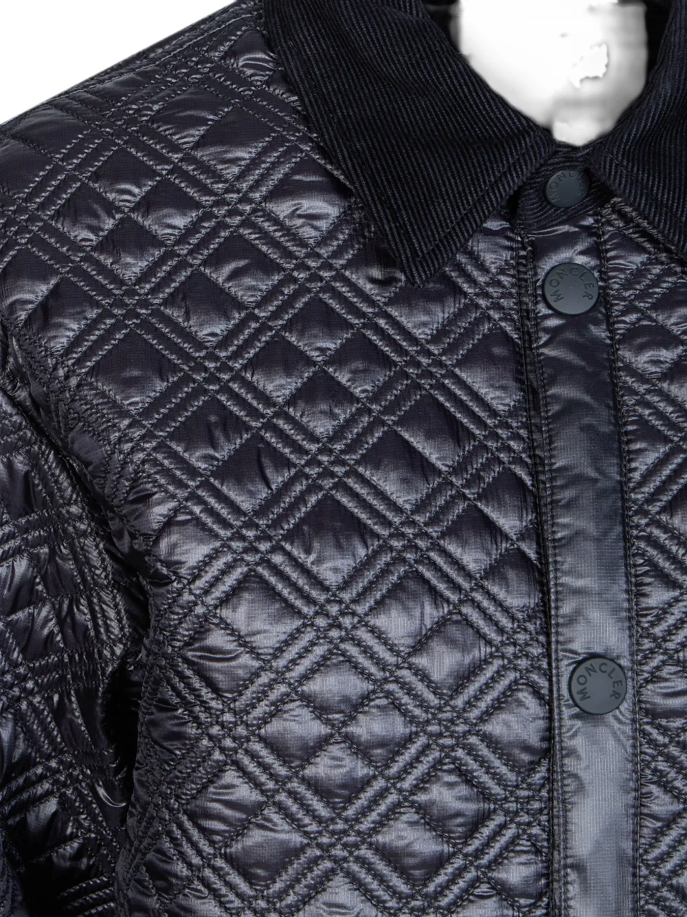 Moncler Gewatteerde blouse met ribfluwelen kraag Blauw