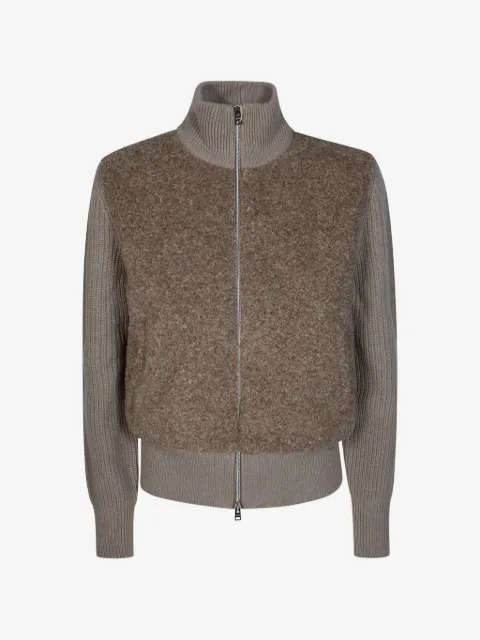 Herno RESORT bouclé-panel ribbed-knit cardigan