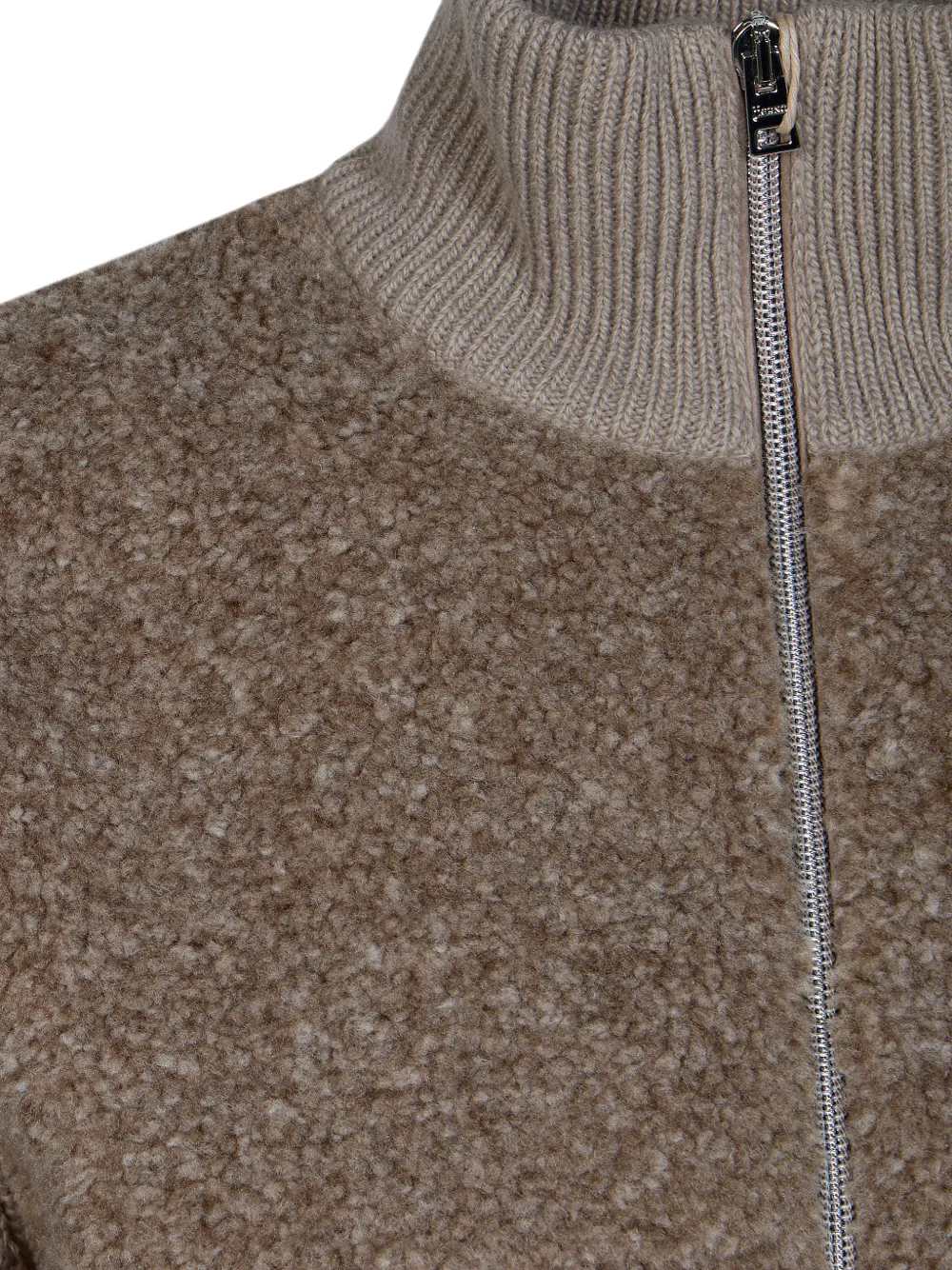 Herno RESORT ribgebreid vest met bouclé vlak Bruin