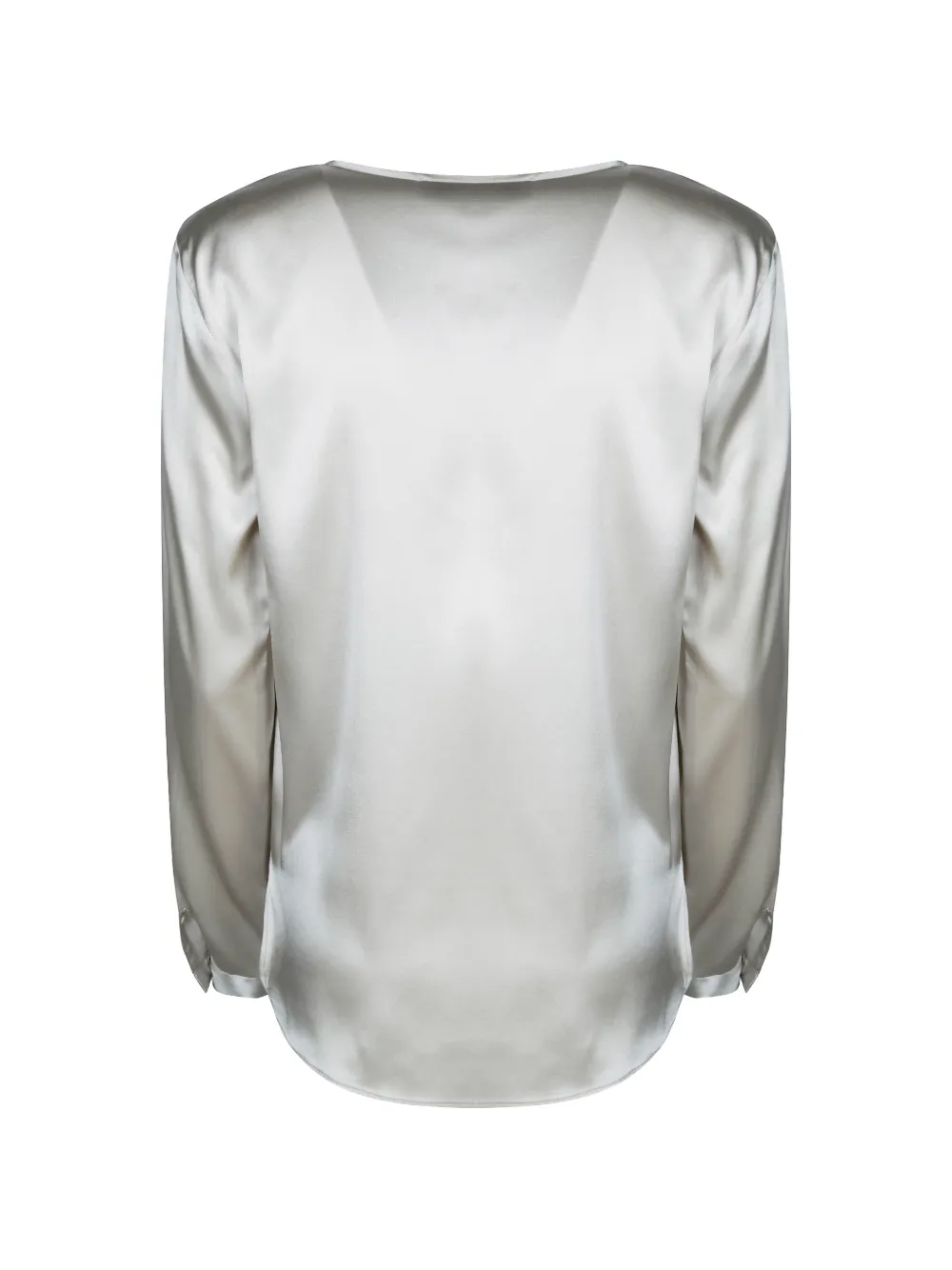 Antonelli T-shirt met satijnen afwerking en lange mouwen Beige