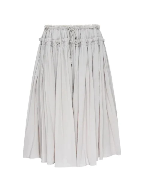GLOWNY lace-trim gathered midi skirt