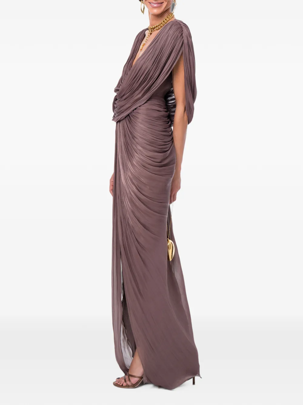 Ana Radu Gedrapeerde maxi-jurk Bruin
