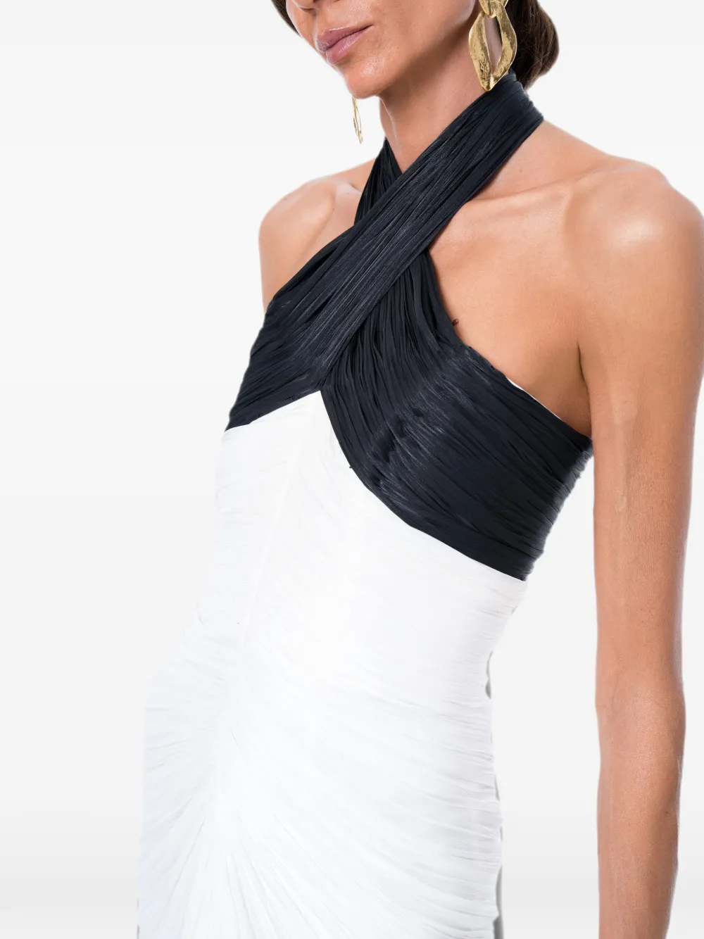 Ana Radu Tweekleurige maxi-jurk met ruches Wit