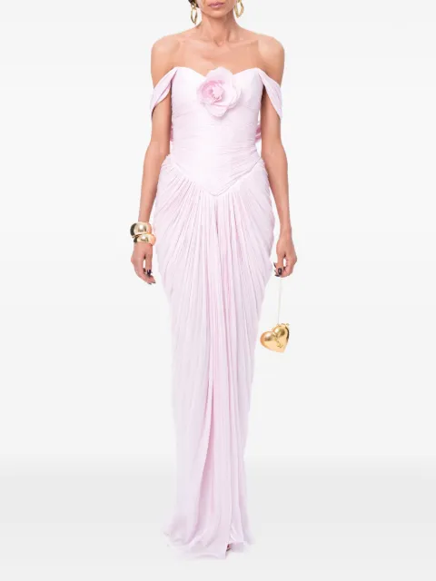 Ana Radu Gerafftes Maxikleid mit Blumendetail