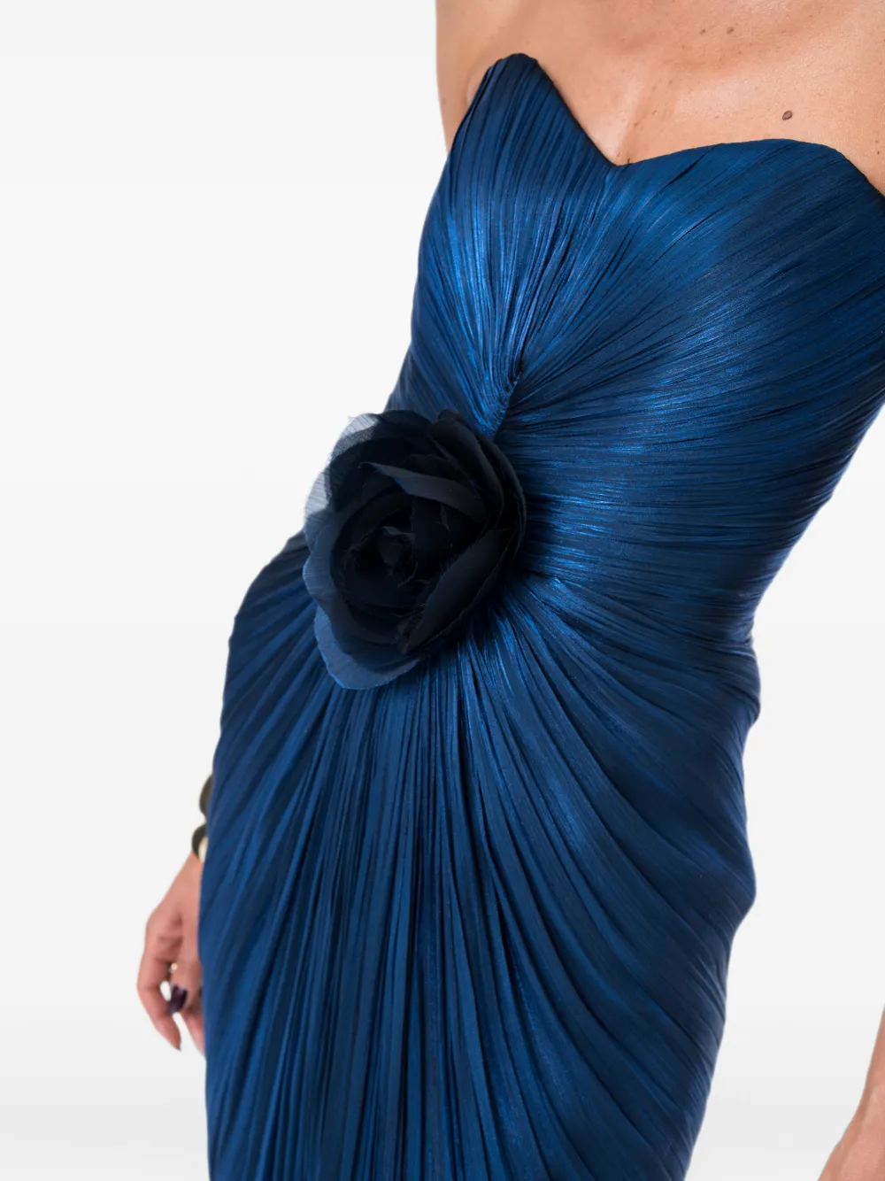 Ana Radu Strapless maxi-jurk met bloemdetail Blauw