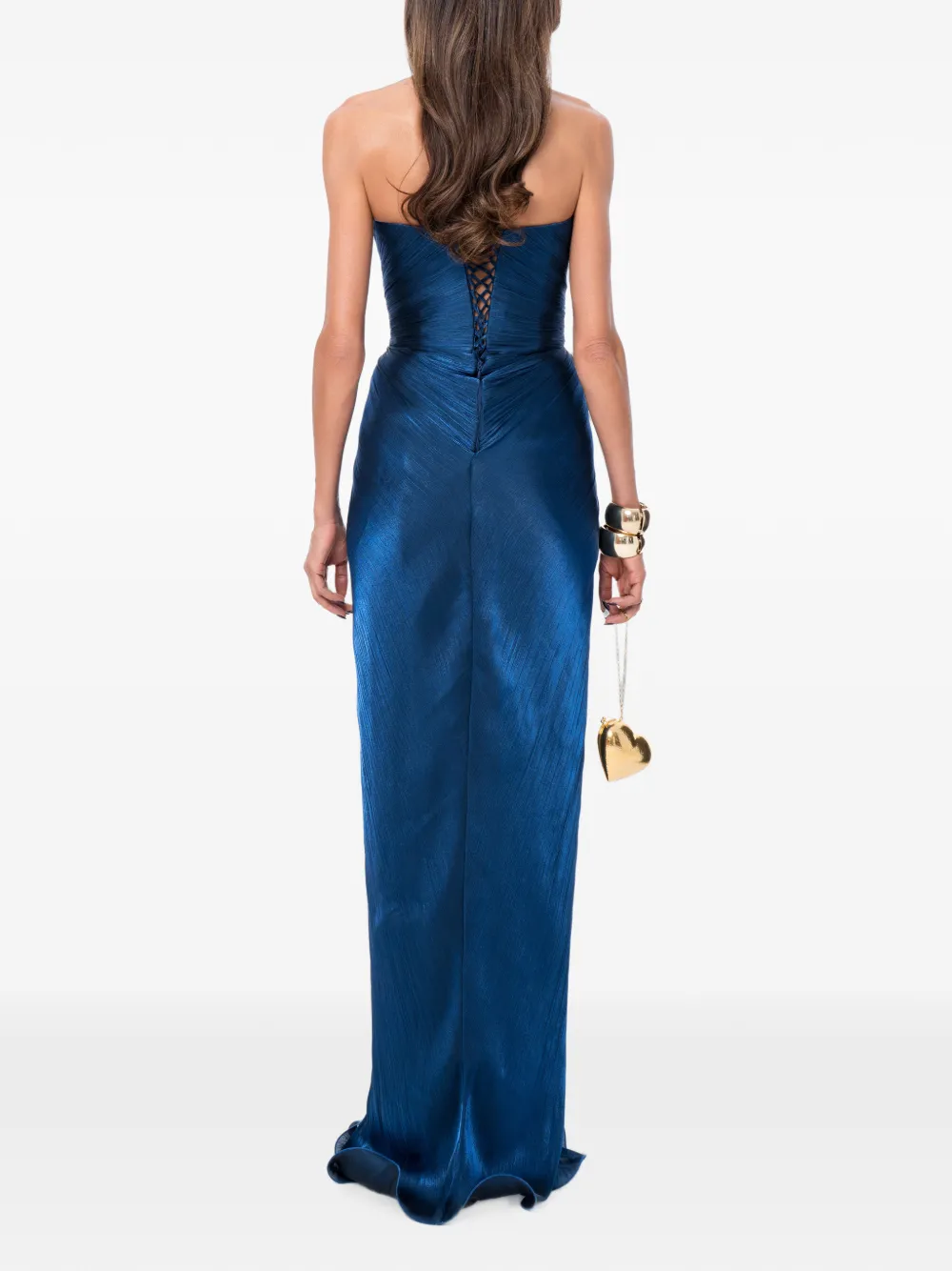 Ana Radu Strapless maxi-jurk met bloemdetail Blauw