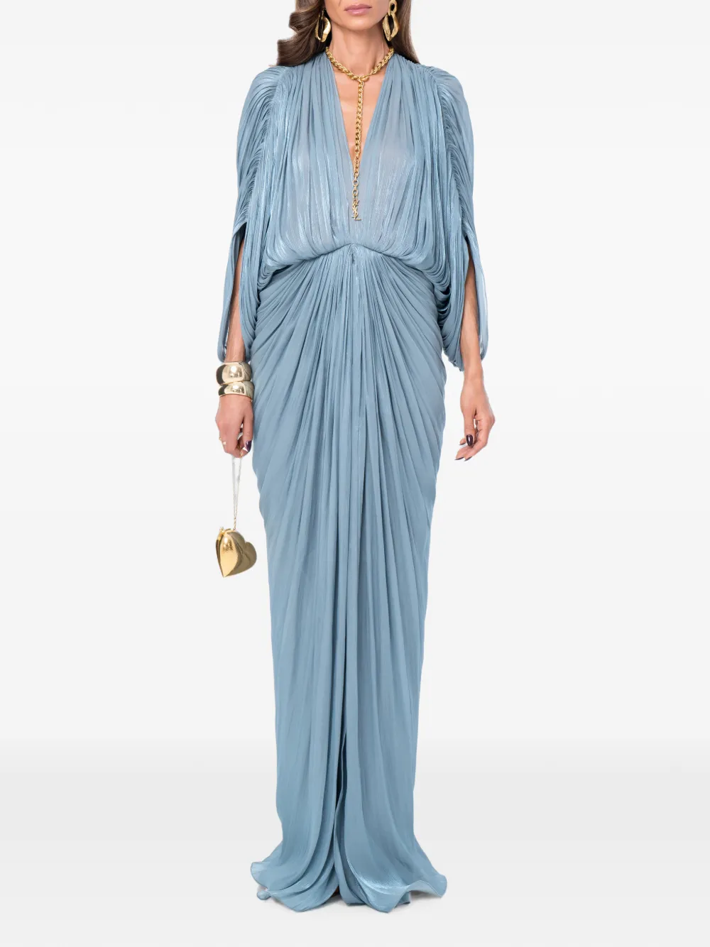 Ana Radu plissé-effect draped maxi dress - Blu