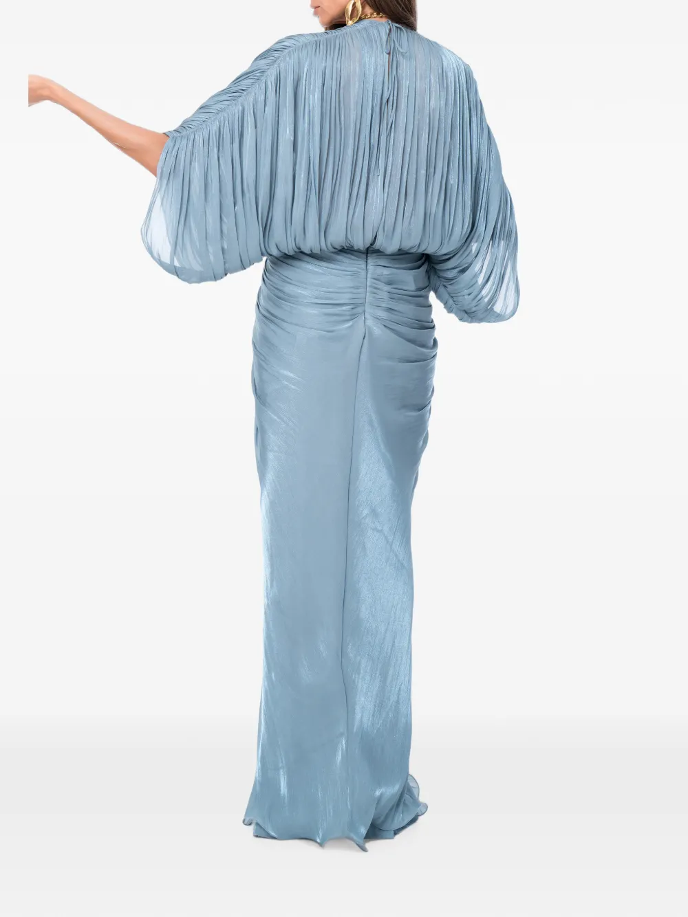 Ana Radu Gedrapeerde maxi-jurk met plissé-effect Blauw