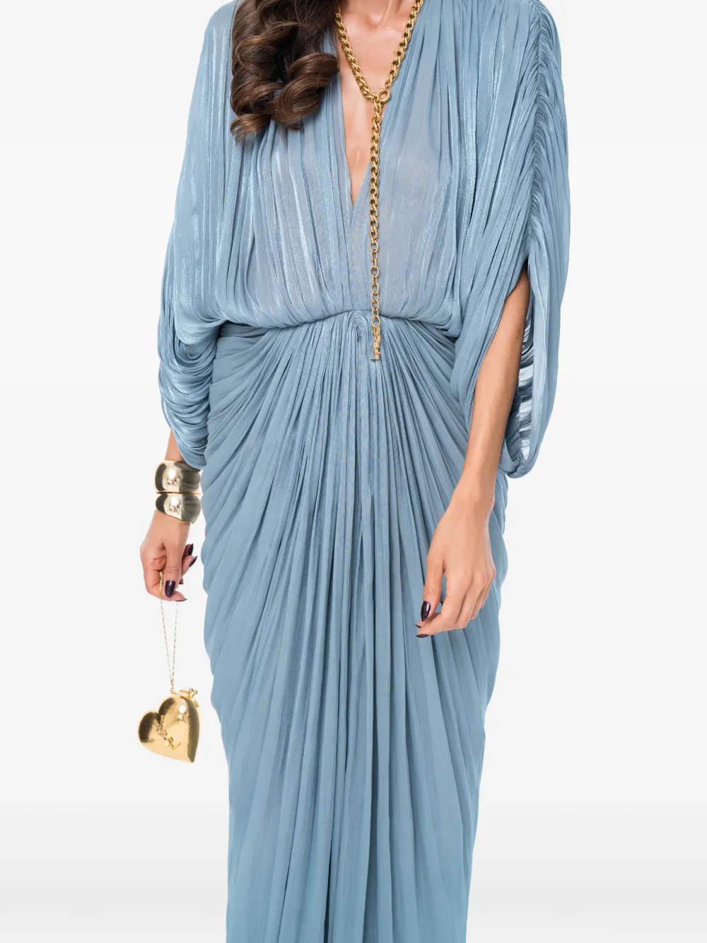 Ana Radu Gedrapeerde maxi-jurk met plissé-effect Blauw