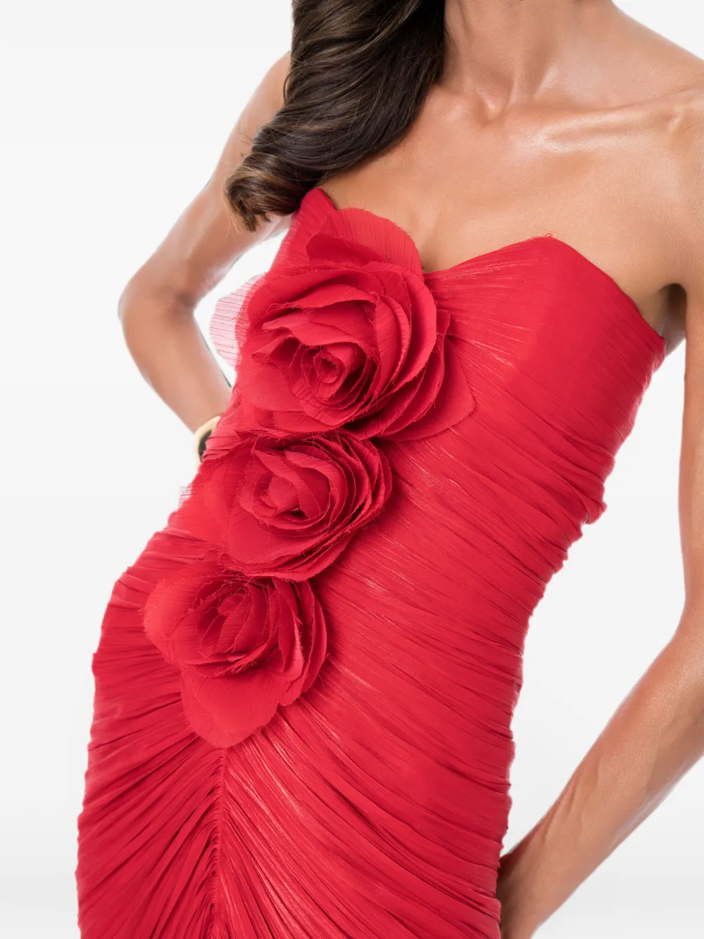 Ana Radu Scarlet Rose gedrapeerde avondjurk Rood