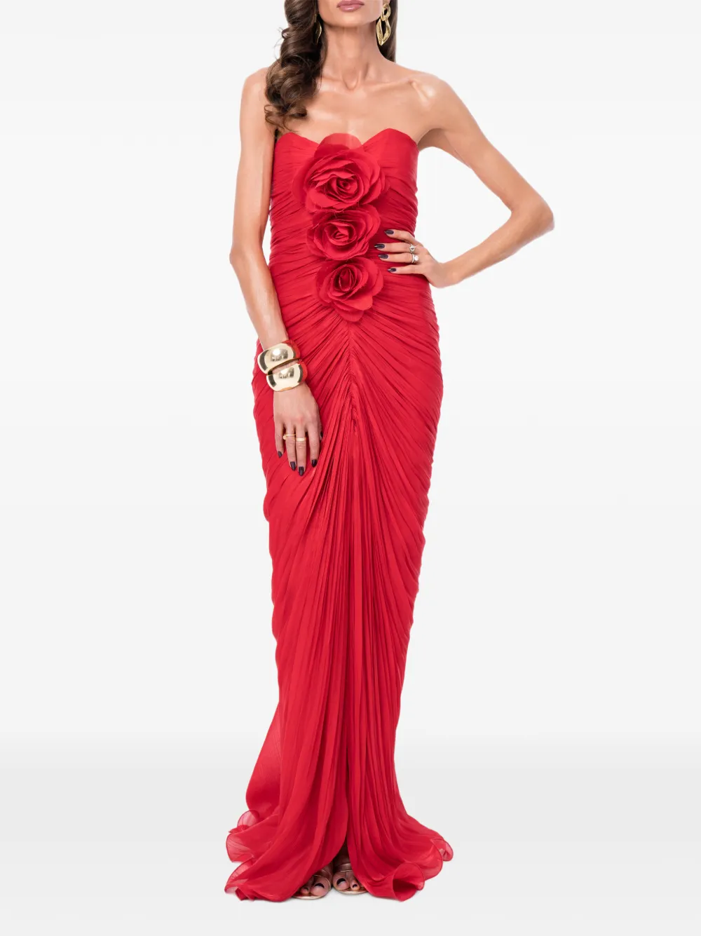 Ana Radu Scarlet Rose gedrapeerde avondjurk Rood