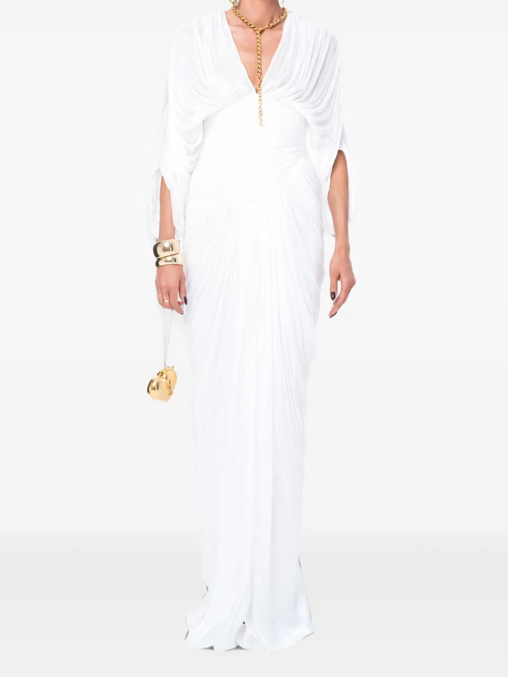 Ana Radu plissé lace-up dress - Bianco