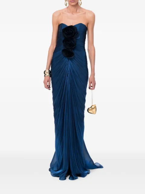 Ana Radu floral-applique ruched maxi dress
