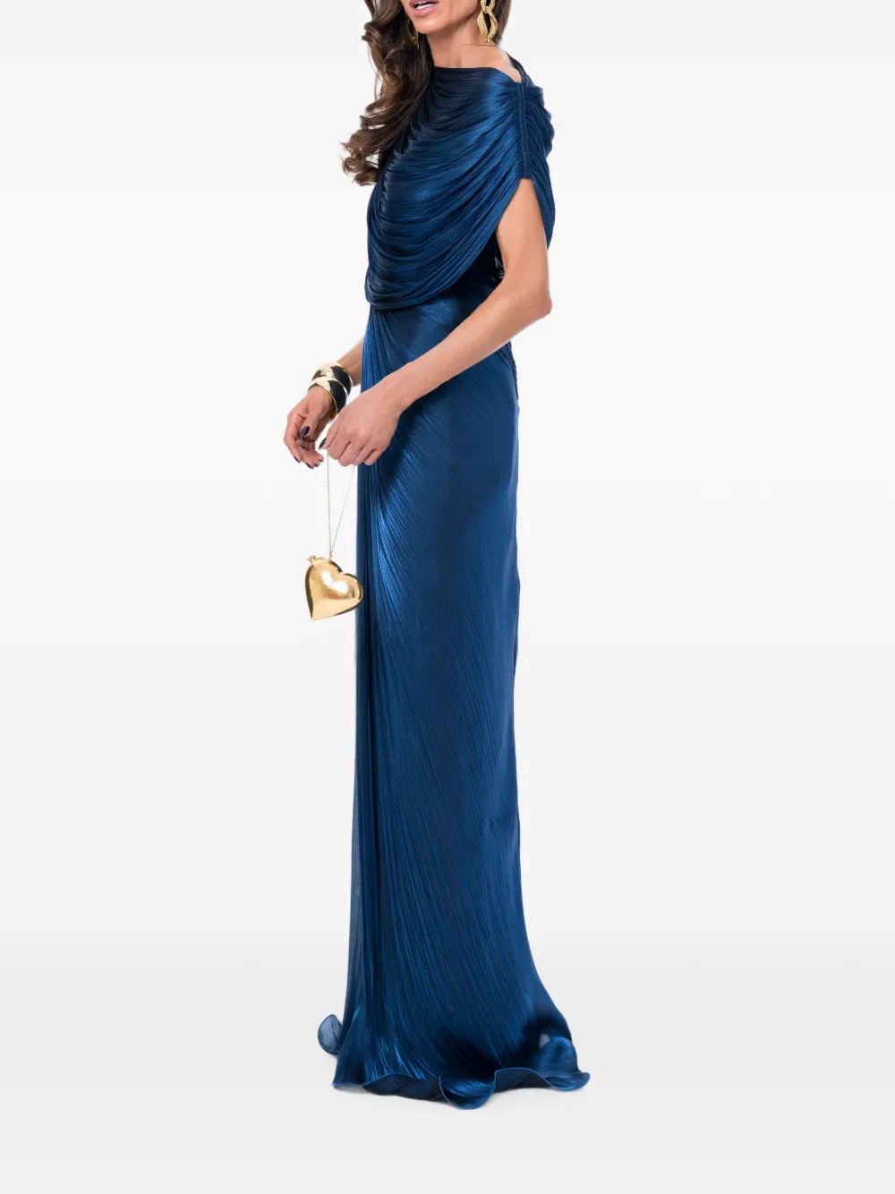 Ana Radu Gedrapeerde maxi-jurk met plissé-effect Blauw