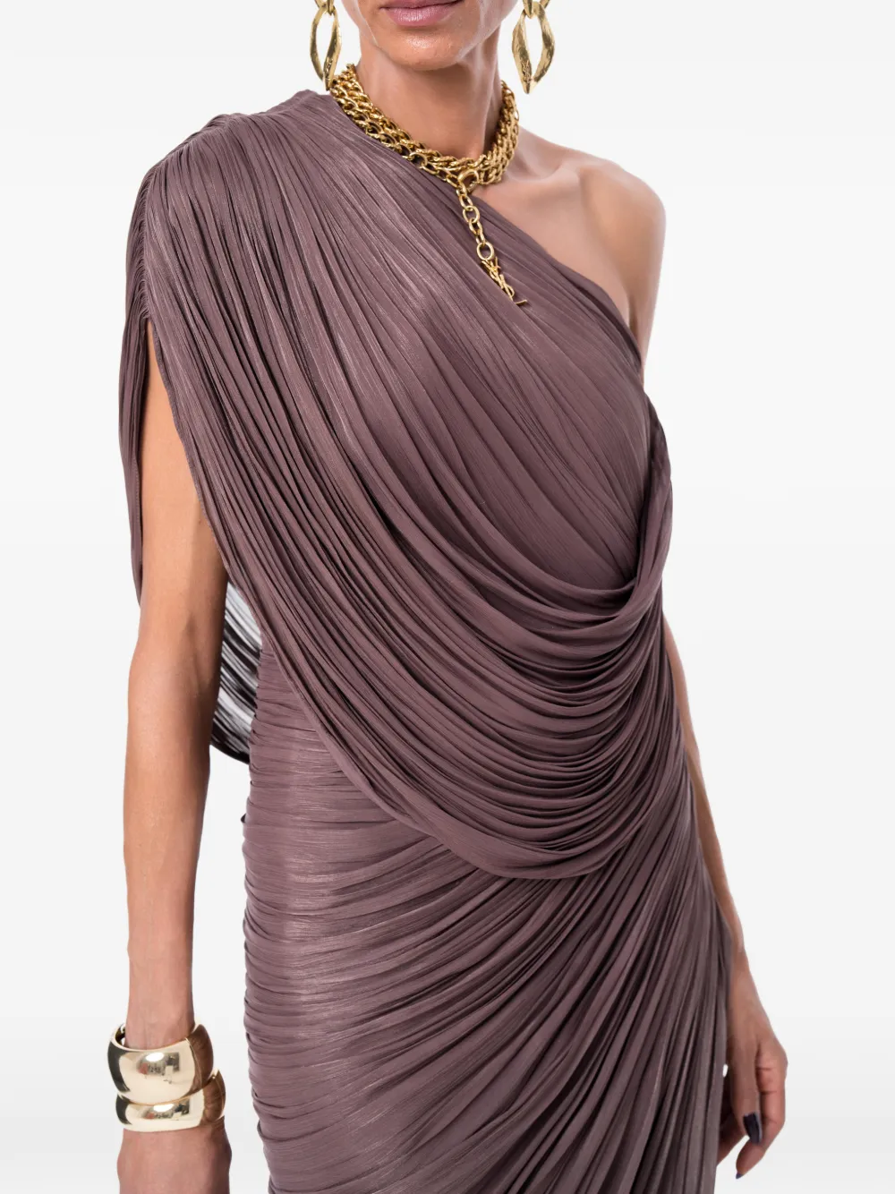 Ana Radu one-shoulder draped maxi dress - Marrone