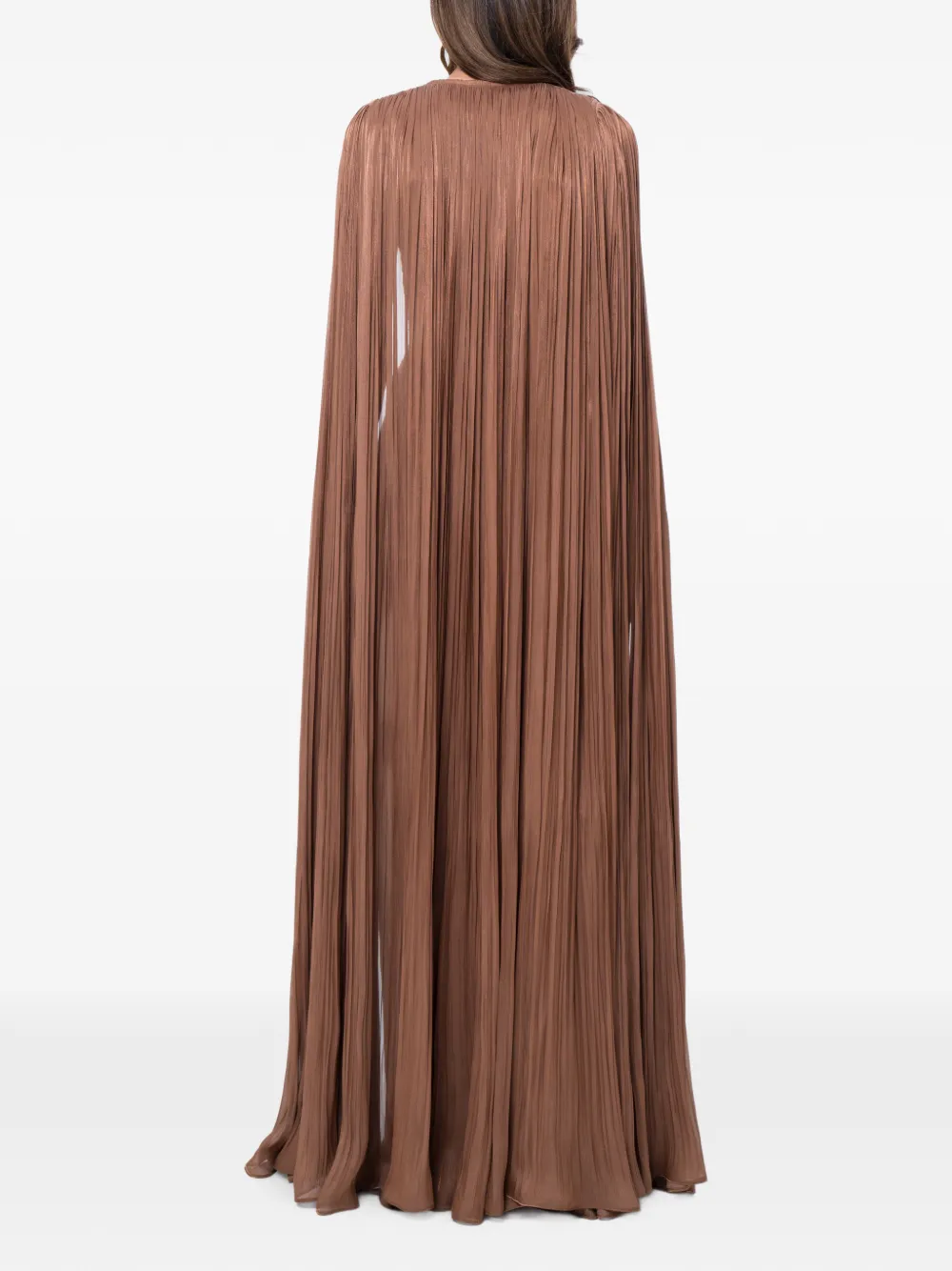 Ana Radu Geplooide maxi-jurk met bloemendetail Bruin