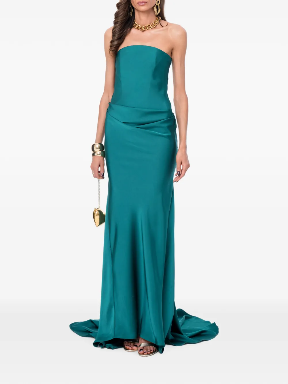 Ana Radu strapless draped maxi dress - Verde