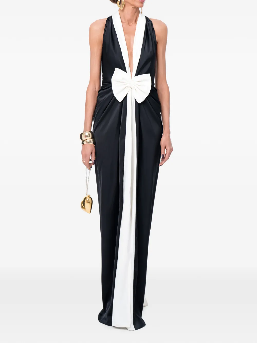 Ana Radu bow-detail halterneck maxi dress - Nero