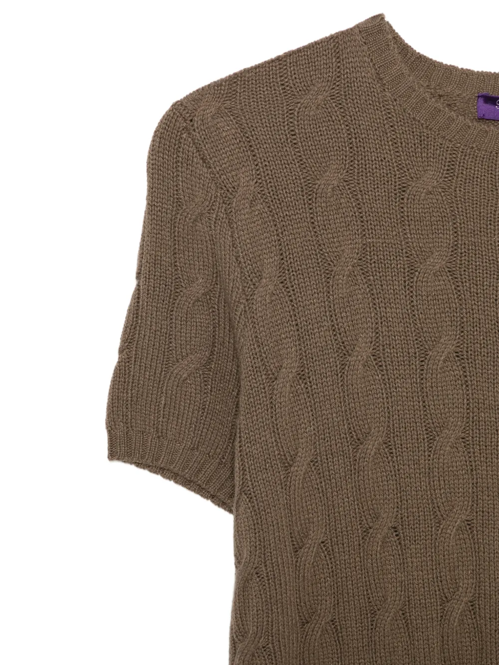 Ralph Lauren Collection Kabelgebreide trui met korte mouwen Bruin