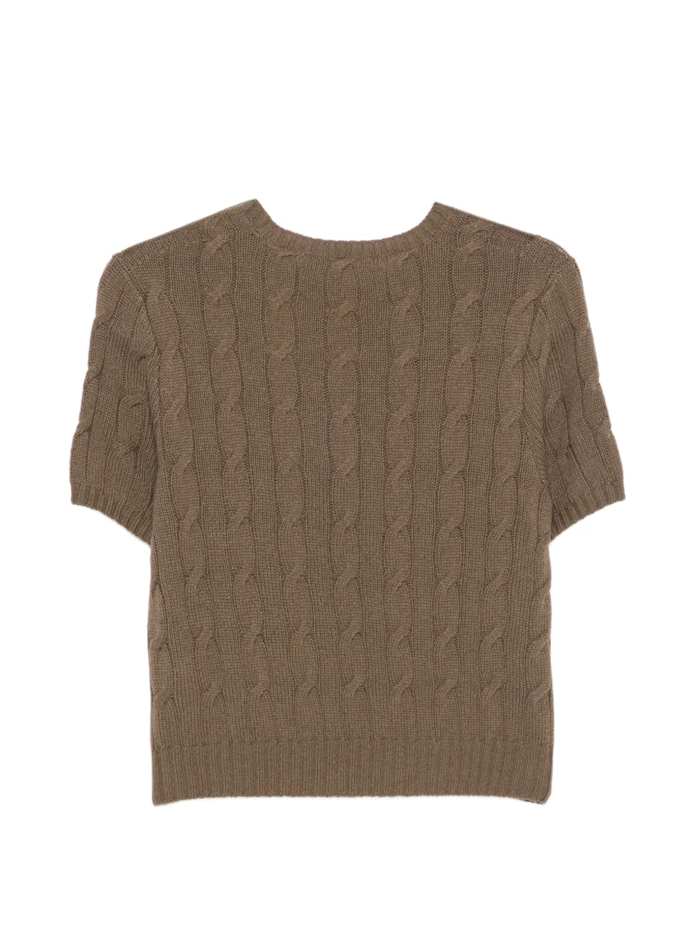 Ralph Lauren Collection Kabelgebreide trui met korte mouwen Bruin