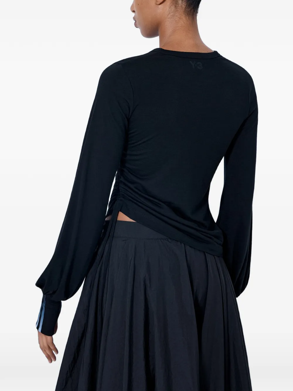 Y-3 Wollen T-shirt met lange mouwen Zwart