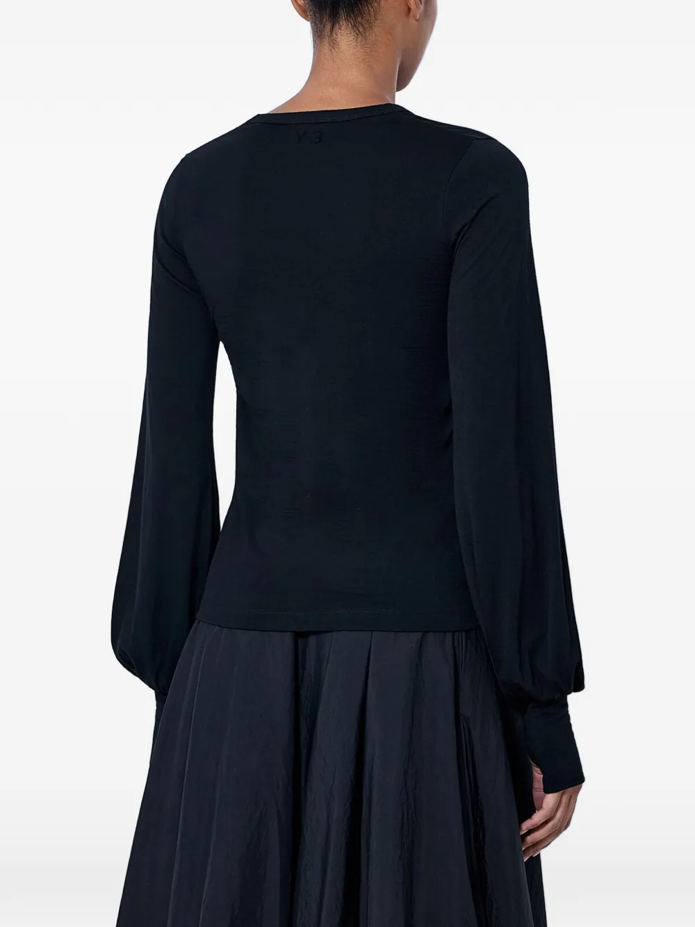 Y-3 Wollen T-shirt met lange mouwen Zwart