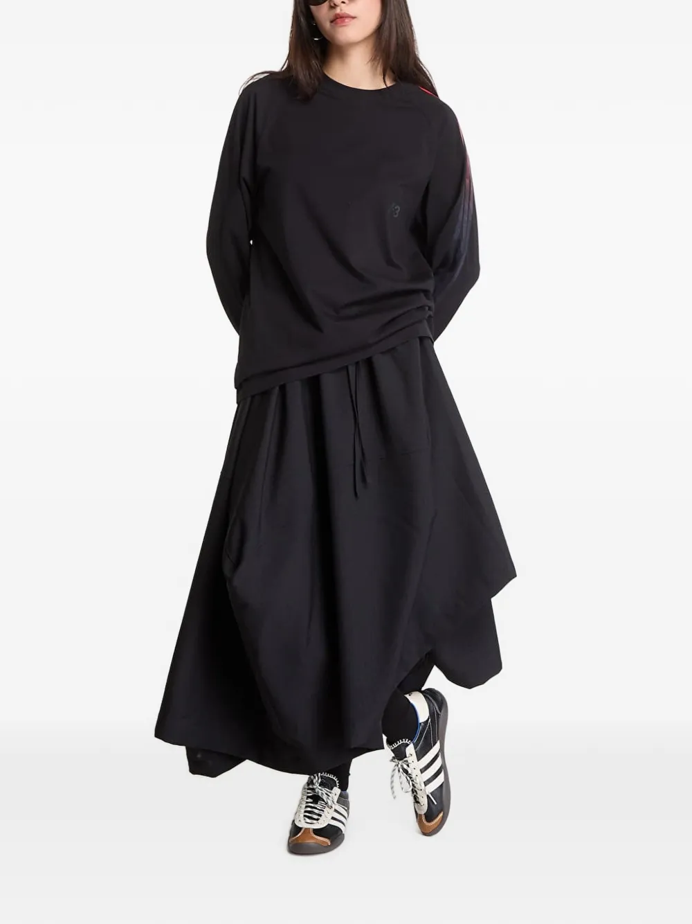 Y-3 T-shirt met raglan mouwen en zijstreep Zwart