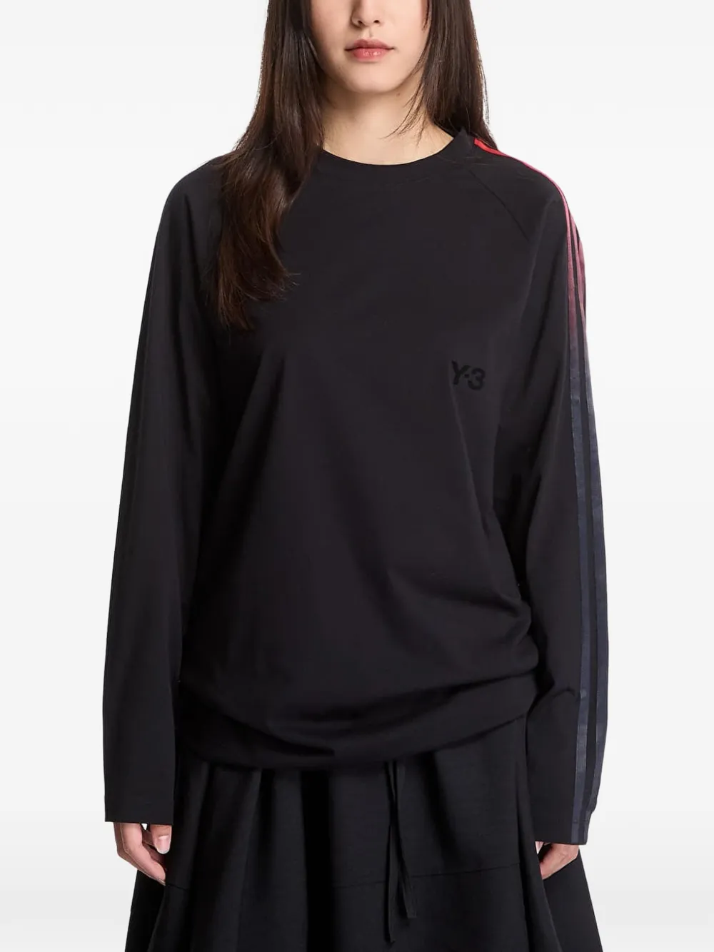 Y-3 T-shirt met raglan mouwen en zijstreep Zwart