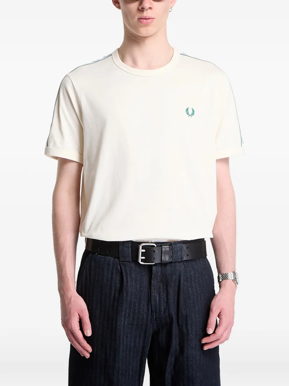 Fred Perry T-shirt met logoband Beige