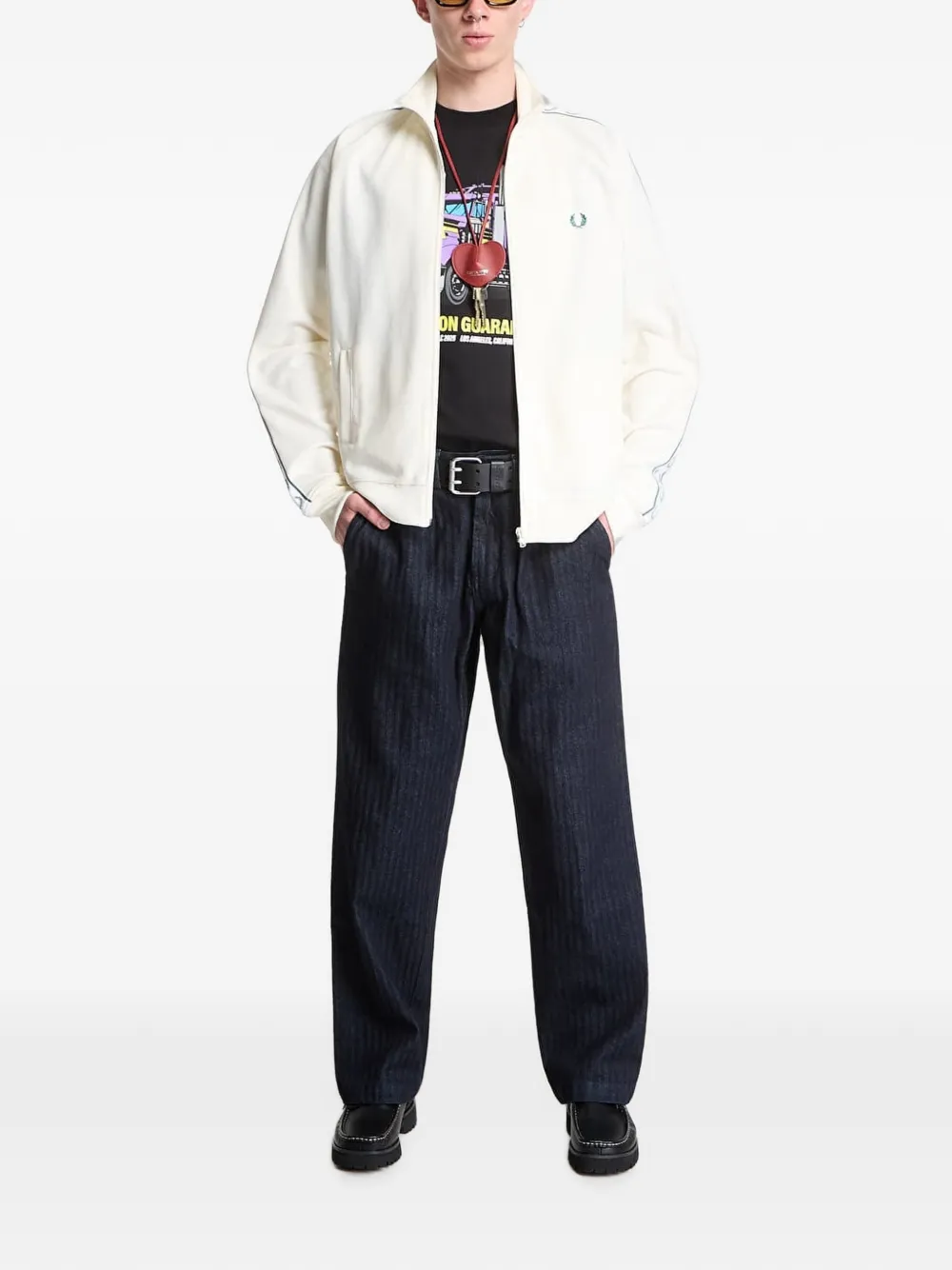 Fred Perry Trainingsjack met geborduurd logo en banddetail Wit