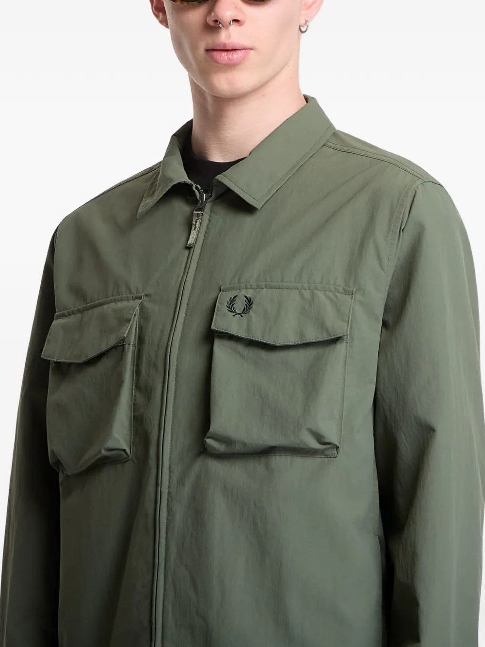 Fred Perry Shirtjack met logodetail Groen