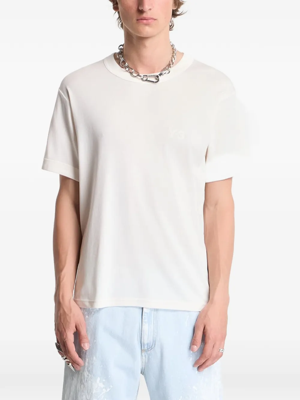 Y-3 logo-print short-sleeve T-shirt - Bianco