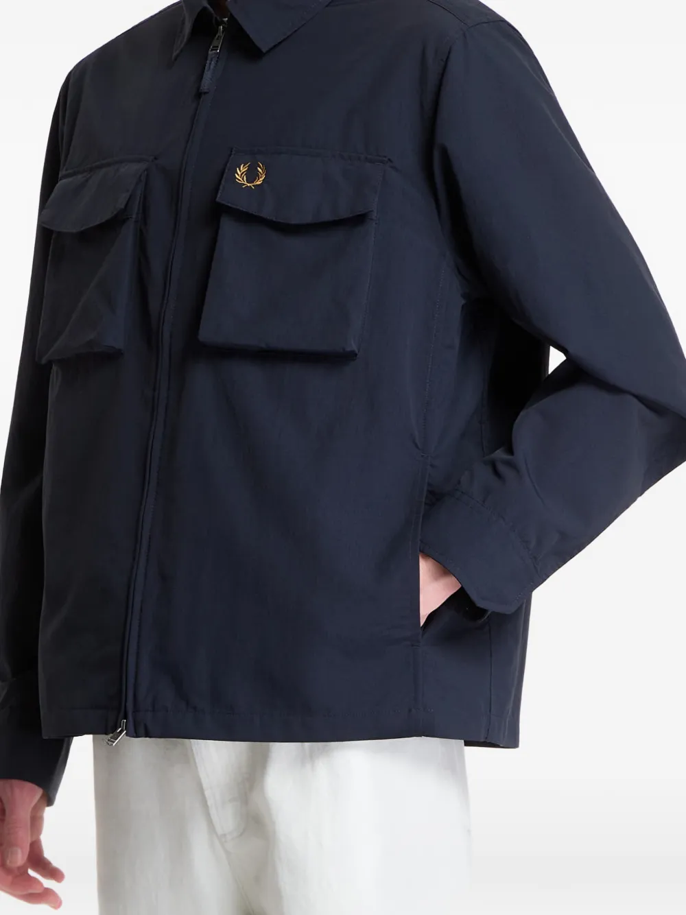 Fred Perry Shirtjack met logodetail Blauw