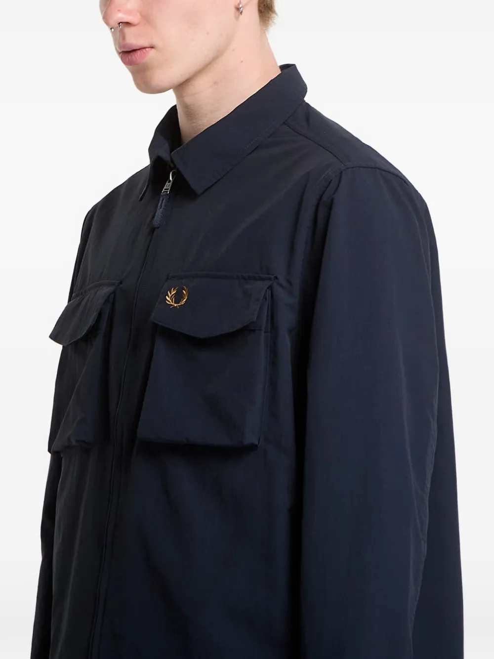 Fred Perry Shirtjack met logodetail Blauw