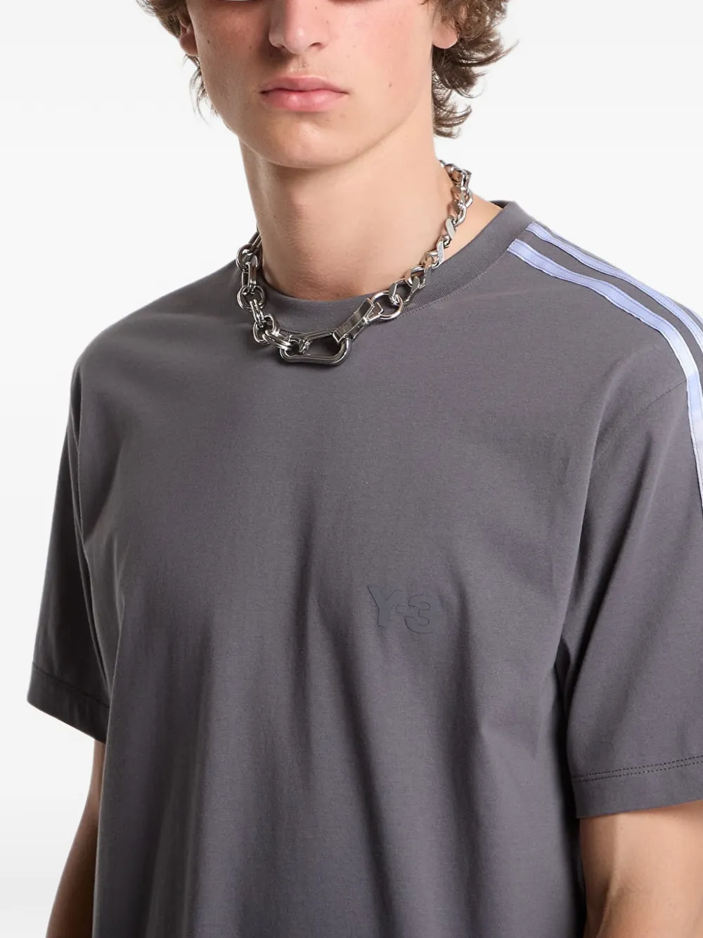 Y-3 T-shirt met zijstreep Grijs