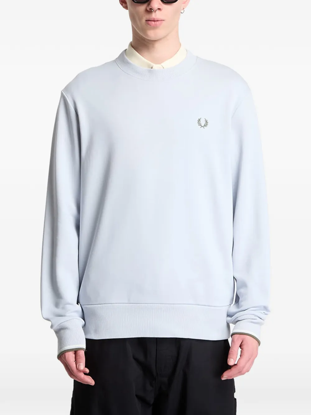 Fred Perry logo-embroidered crew-neck sweatshirt - Blau