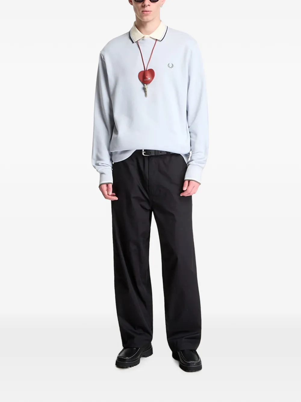 Fred Perry Sweater met geborduurd logo Blauw
