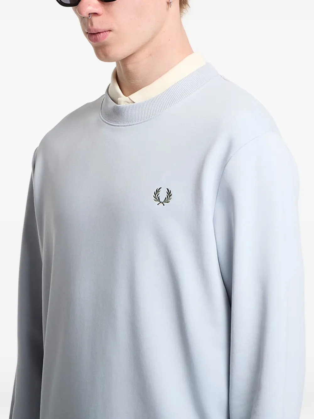 Fred Perry Sweater met geborduurd logo Blauw