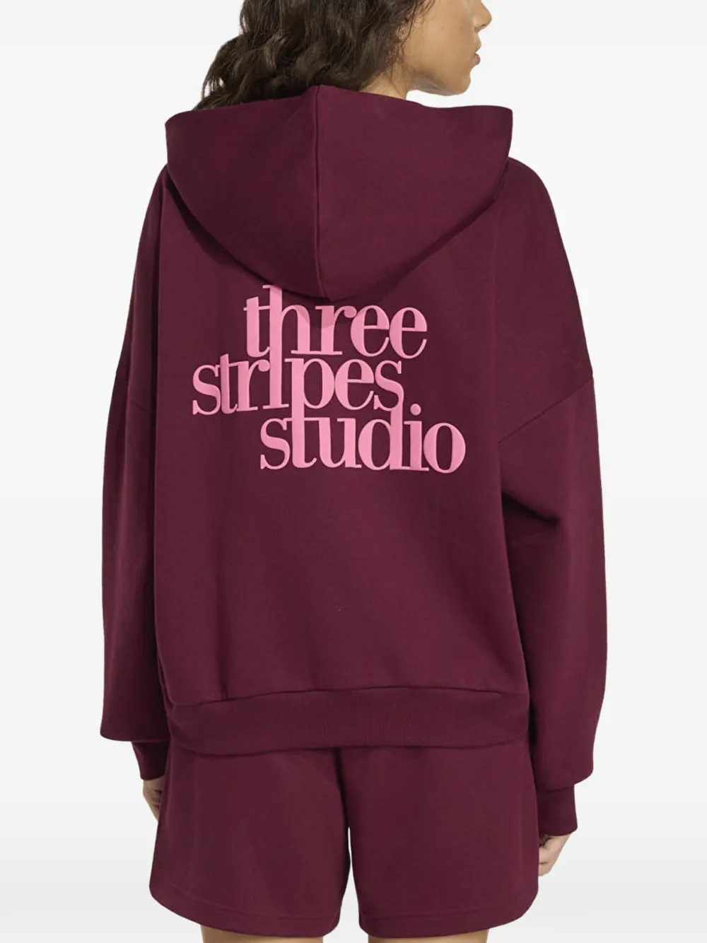adidas logo-print Studio hoodie Rood