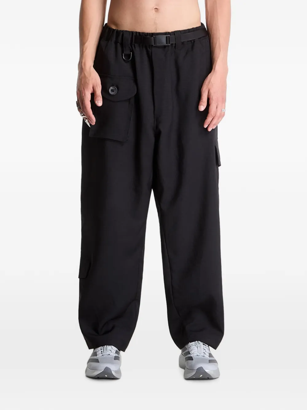 Y-3 elasticated-waistband cargo pants - Nero