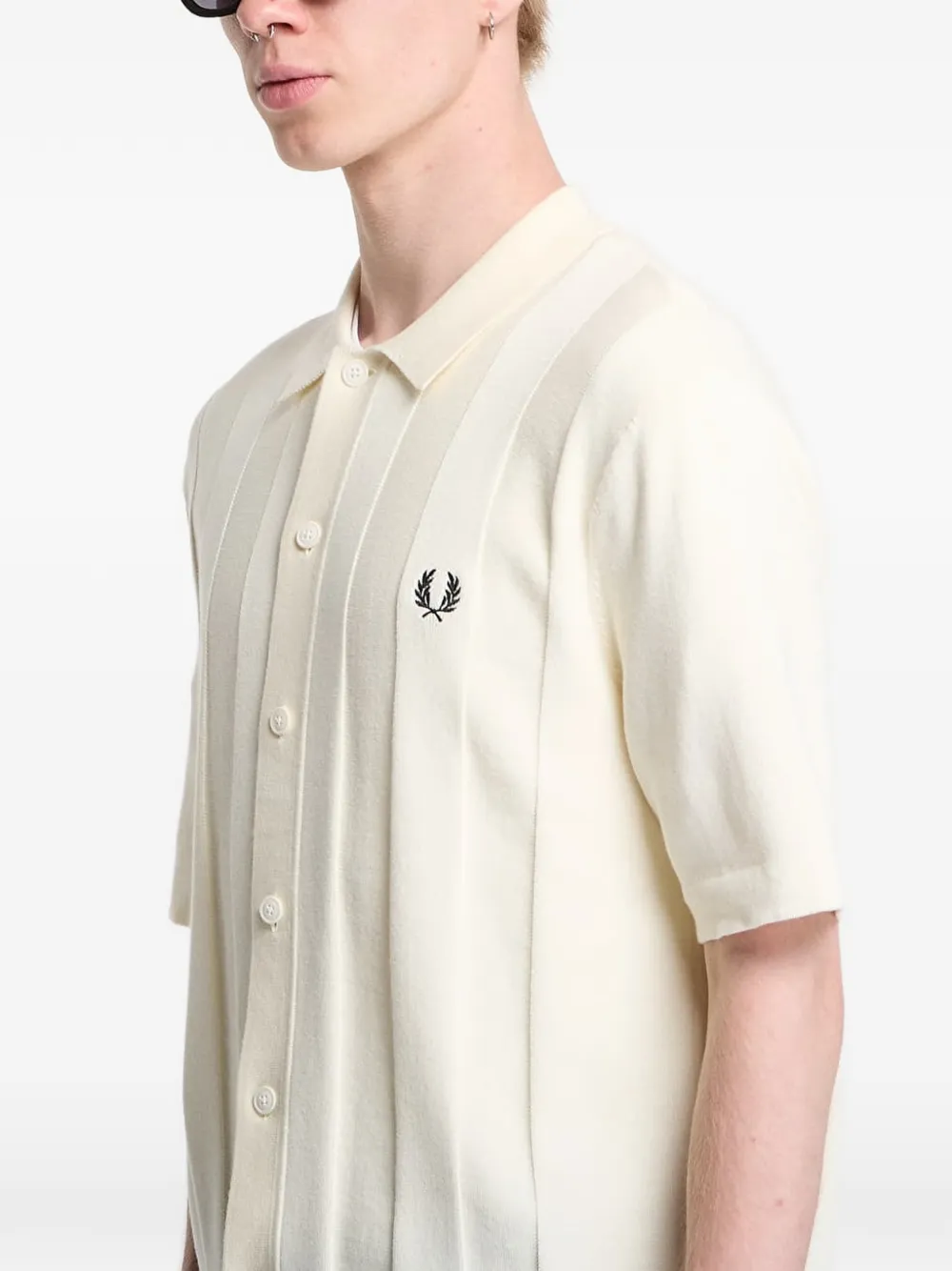 Fred Perry Overhemd met verticale streep Beige