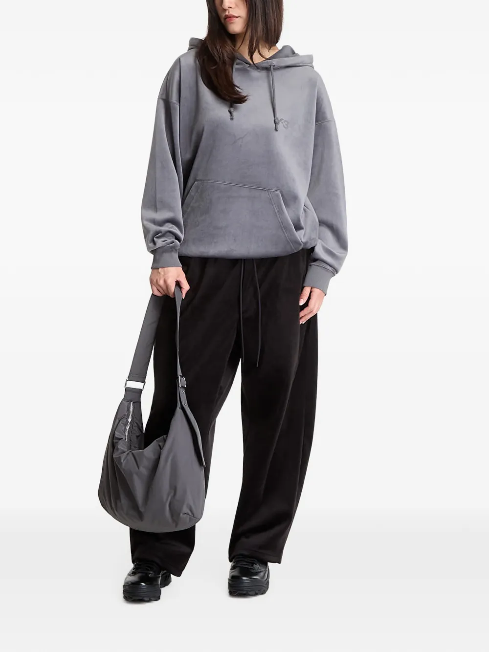 Y-3 Fluwelen ribfluwelen hoodie Grijs
