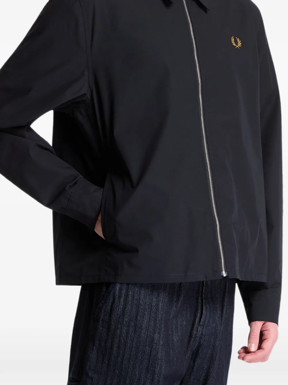 Fred Perry Popeline jack met geborduurd logo Zwart