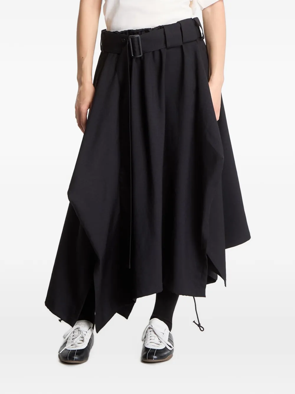 Y-3 Sport Uniform asymmetric-hem midi skirt - Nero