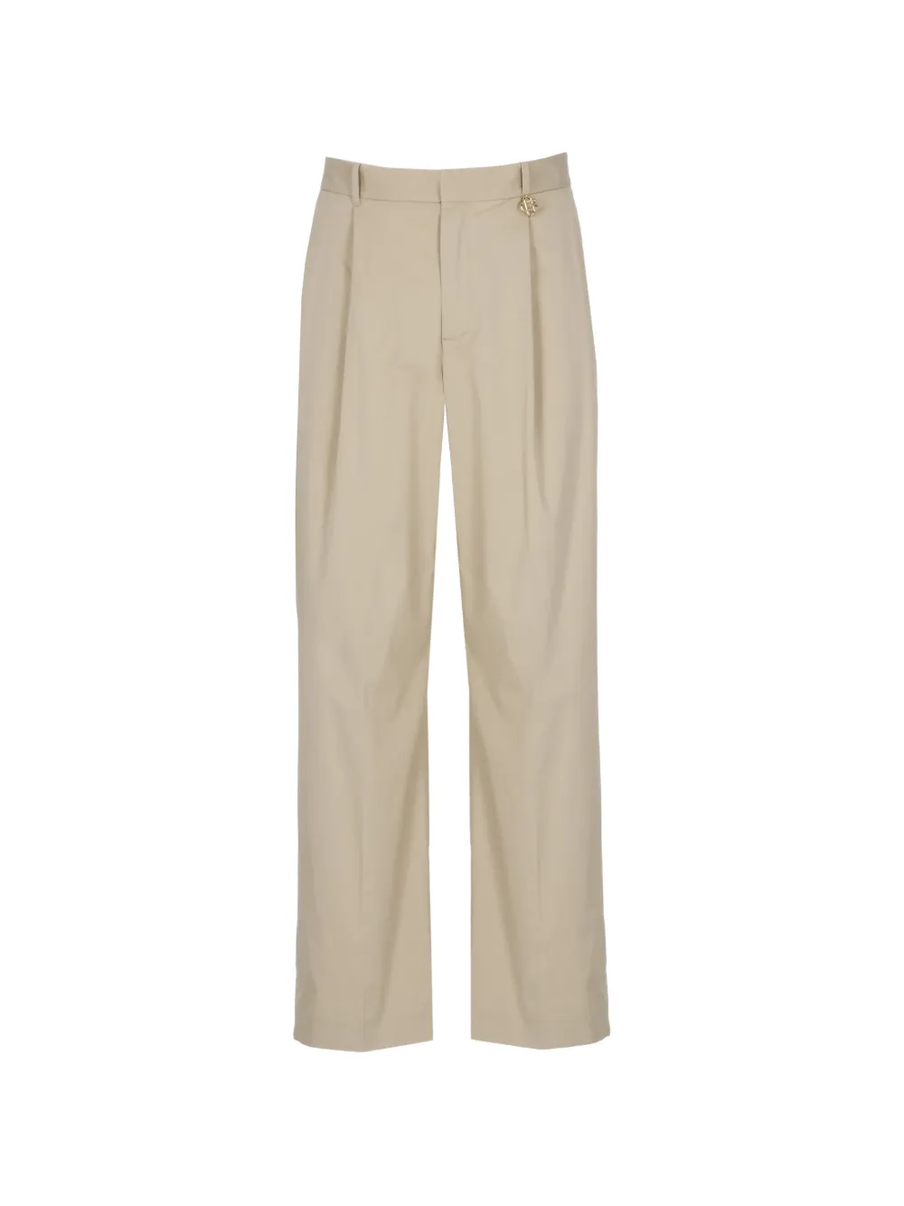 Casablanca pleated logo-plaque wide-leg trousers - Toni neutri