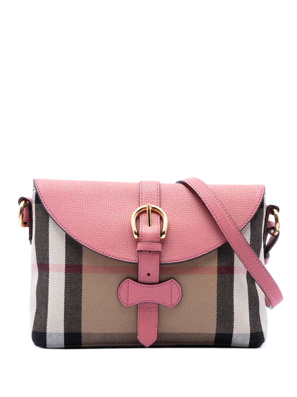 Burberry Pre-Owned Borsa a tracolla Horseshoe Milton piccola in tela e pelle con motivo House Check 2000-2017 - Marrone