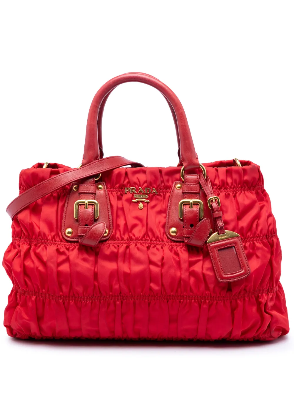 Prada Pre-Owned Borsa a tracolla in tessuto Gaufre 2010-2026 - Rosso