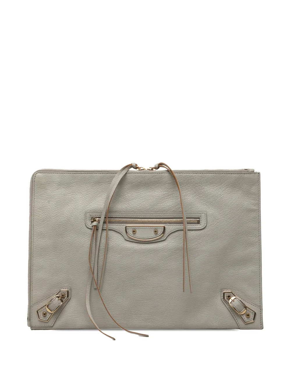Balenciaga Pre-Owned Clutch Motocross Classic in pelle di capra con dettagli metallici 2015 - Grigio