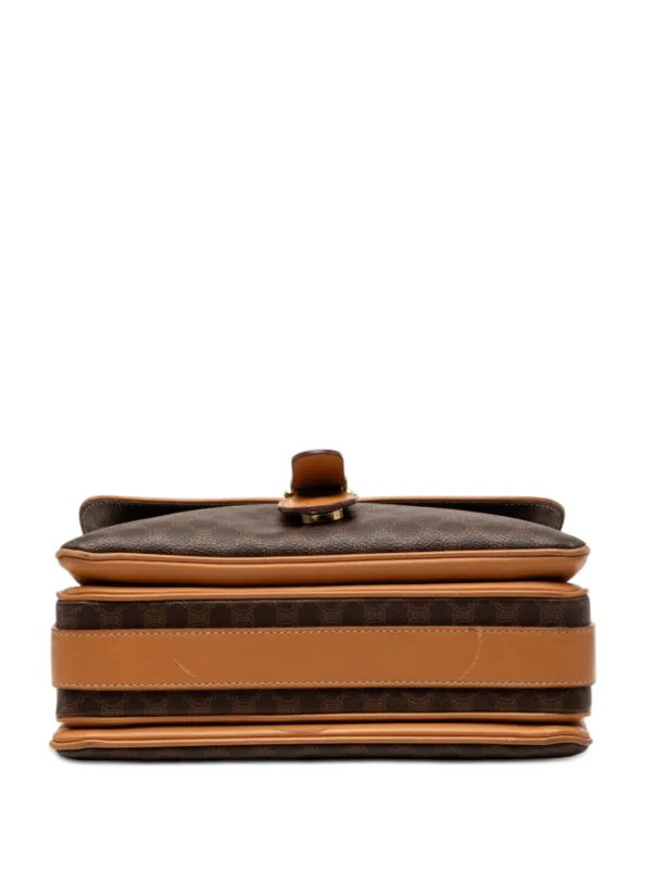 Celine Pre-Owned 2016 Macadam Coated Canvas Crossbody Bag | Brown
