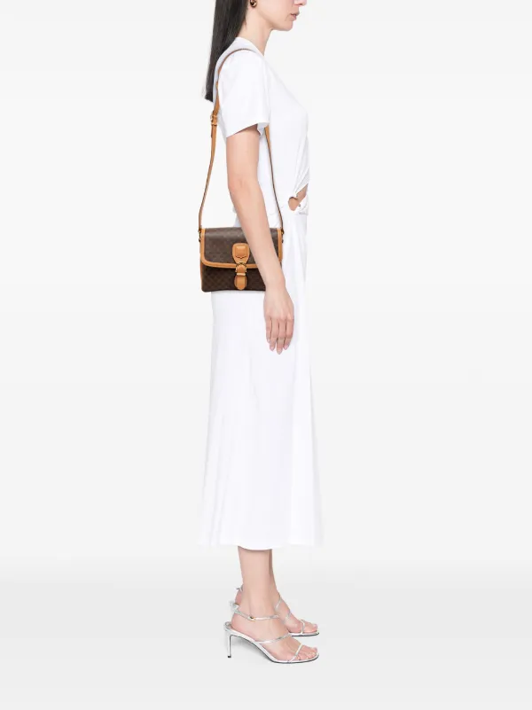Celine Pre-Owned 2016 Macadam Coated Canvas Crossbody Bag | Brown
